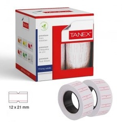 Set role etichete de preț, 21 x 12 mm, adeziv permanent, albe, 800 buc/ rolă, 6 role/ set, Tanex