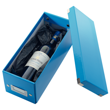 Cutie depozitare Leitz WOW Click & Store, carton laminat, pliabilă, cu capac, 14x13x35 cm, albastru