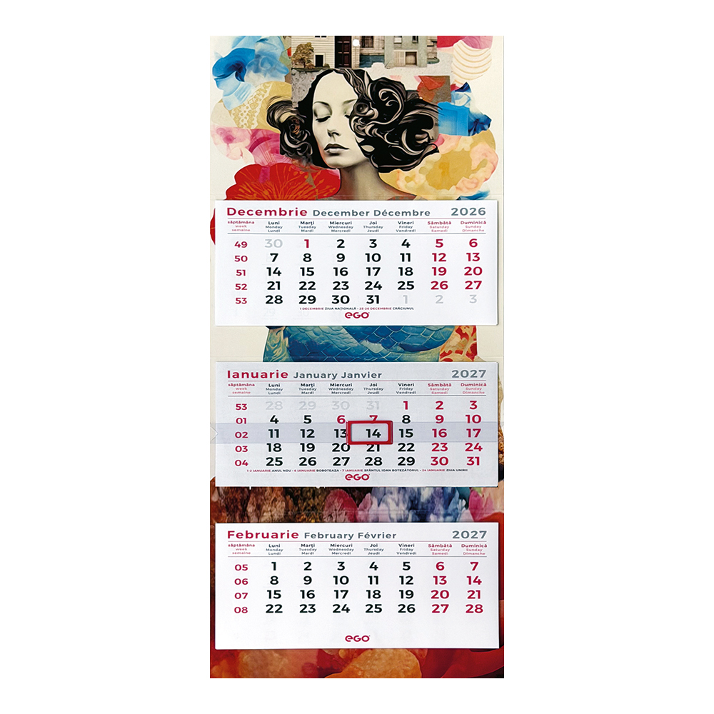 Calendar triptic de perete 3M, colecția EGO, Arta Grafica
