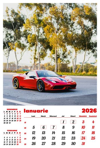 Calendar de perete 2026, Mașini, Darcom