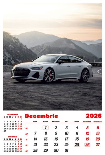 Calendar de perete 2026, Mașini, Darcom
