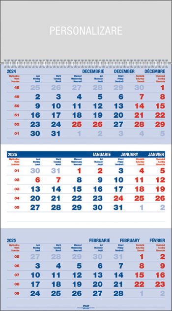 Calendar triptic de perete “Clasic”, colecția EGO, Arta Grafica