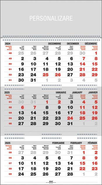 Calendar triptic de perete “Pliat”, colecția EGO, Arta Grafica