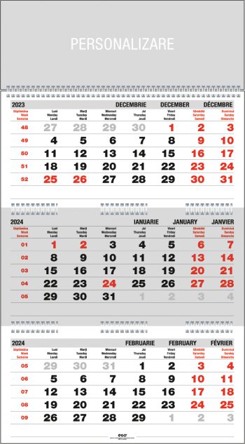 Calendar triptic de perete “Pliat”, colecția EGO, Arta Grafica