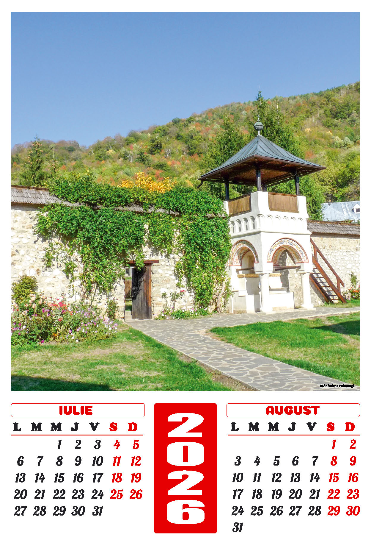 Calendar de perete 2026, Mănăstiri din Gorj, Darcom Calendar de perete 2026, Mănăstiri din Gorj, Darcom