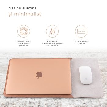 Husă laptop cu mouse-pad, 13 inch, piele naturală, Unika