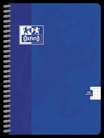 Caiet Oxford Standard, A4, 100 file, hârtie Optik 90g/mp, coperta soft touch, spiră dublă, scribzee, diverse culori, pătrățele