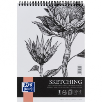 Bloc desen Oxford Sketching A4, 50 file, 120 g/mp, FSC® mix 70%, spiră dublă, colecția Artistic