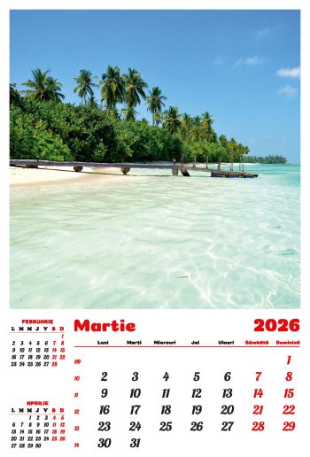 Calendar de perete 2026, Plaje, Darcom