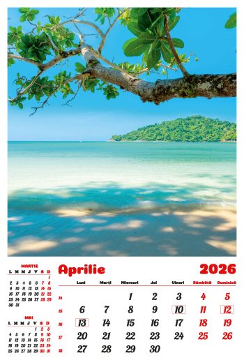 Calendar de perete 2026, Plaje, Darcom