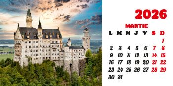 Calendar de birou 2026, Castele, Darcom
