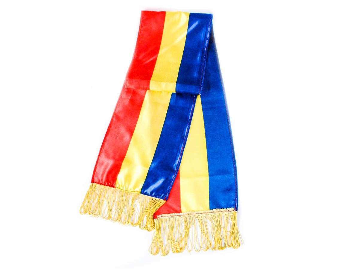 Eșarfă tricolor din satin, 150 x 18 cm, Arhi Design