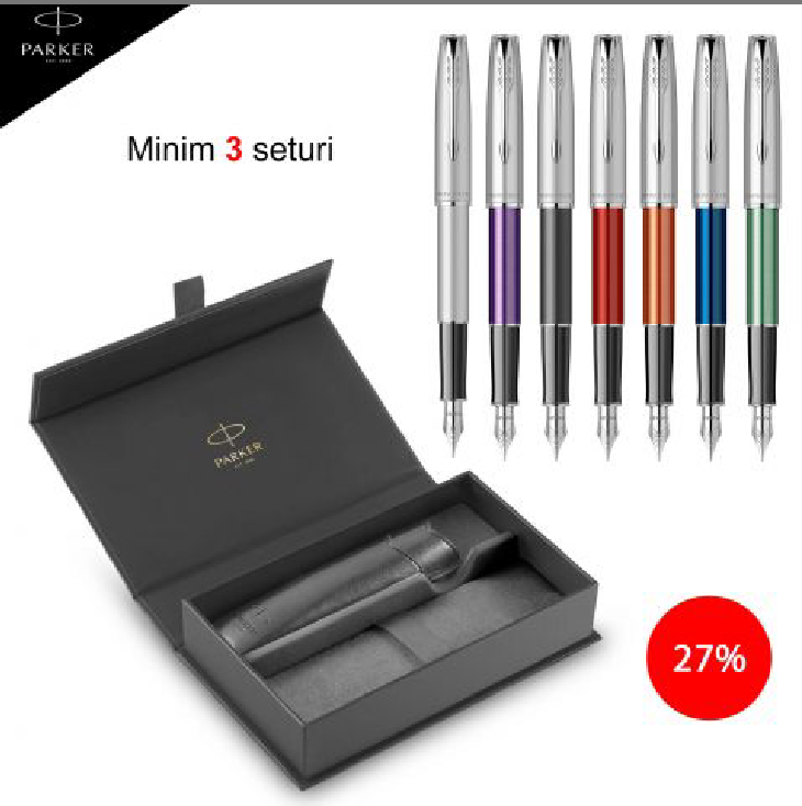 Set stilou Sonnet Essential și cutie etui piele, Parker