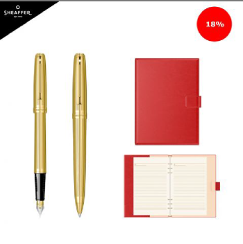 Set stilou cu pix Prelude Gold Plated și organizer A4 Novaskin, Sheaffer