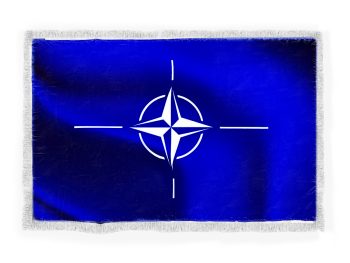 Drapel NATO, material textil cu franjuri, două fețe, 135 x 90 cm, Arhi Design