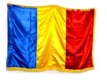 Drapel tricolor România, material textil cu franjuri, 135 x 90 cm, Arhi Design