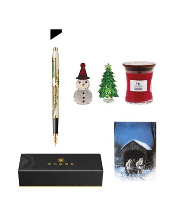 Set Stilou Wanderlust+lumânare parfumată+cadou felicitare, Moș Crăciun sau brad cristal, Cross