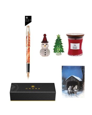Set Stilou Wanderlust+lumânare parfumată+cadou felicitare, Moș Crăciun sau brad cristal, Cross