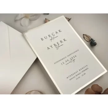 Invitație nuntă dreptunghiulară cu chenar auriu, 13313 Elite