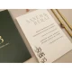 Invitație nuntă dreptunghiulară albă, plic verde 12260 Elite