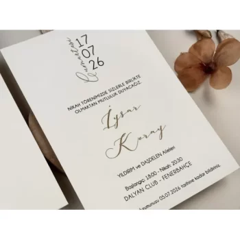 Invitație nuntă dreptunghiulară crem simplu 96934 Elite