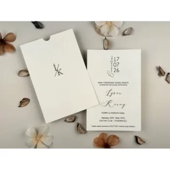 Invitație nuntă dreptunghiulară crem simplu 96934 Elite