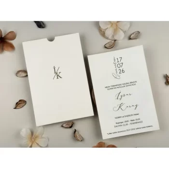 Invitație nuntă dreptunghiulară crem simplu 96934 Elite
