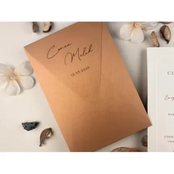 Invitație nuntă dreptunghiulară cu chenar embosat 13316 Elite