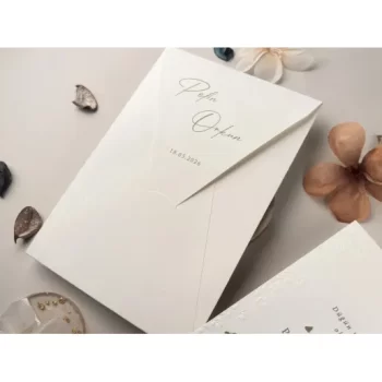 Invitație nuntă dreptunghiulară cu chenar flori, 13326 Elite