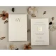 Invitație nuntă dreptunghiulară cu floare alb/auriu 13321 Elite