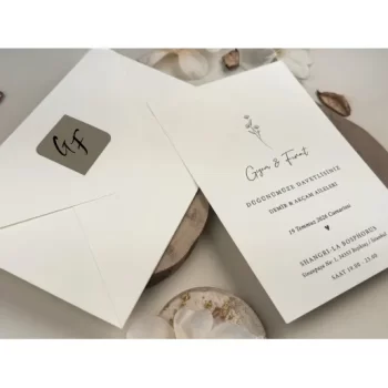 Invitație nuntă dreptunghiulară cu imprimeu floare 13314 Elite