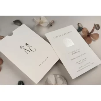 Invitație nuntă dreptunghiulară cu imprimeu miri, 13327 Elite