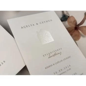 Invitație nuntă dreptunghiulară cu imprimeu miri, 13327 Elite