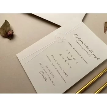 Invitație nuntă dreptunghiulară cu model embosat 12282 Elite
