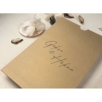 Invitație nuntă dreptunghiulară cu trandafir auriu 13325 Elite
