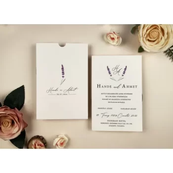 Invitație nuntă dreptunghiulară, imprimeu flori, 96948 Elite
