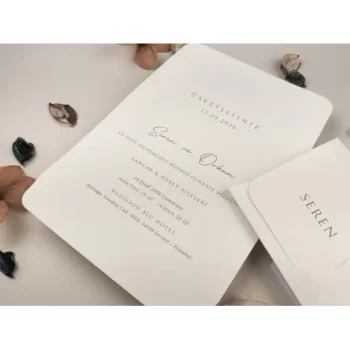 Invitație nuntă dreptunghiulară pliată fără plic 13322 Elite