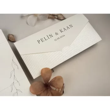 Invitație nuntă dreptunghiulară pliată fără plic 13334 Elite