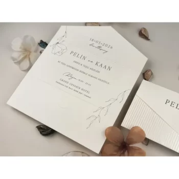 Invitație nuntă dreptunghiulară pliată fără plic 13334 Elite