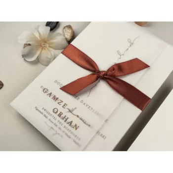 Invitație nuntă dreptunghiulară plic cu fundiță 96932 Elite
