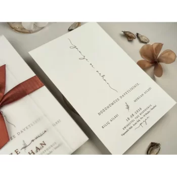 Invitație nuntă dreptunghiulară plic cu fundiță 96932 Elite