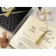 Invitație nuntă elegantă pătrată plic negru/auriu 74758 Elite