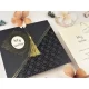 Invitație nuntă elegantă pătrată plic negru/auriu 74758 Elite