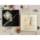 Invitație nuntă elegantă pătrată plic negru/auriu 74758 Elite