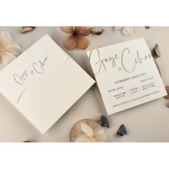Invitație nuntă pătrată crem simplu plic ondulat 13312 Elite