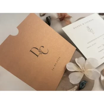 Invitație nuntă pătrată cu imprimeu floare 13323 Elite
