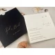 Invitație nuntă pătrată imprimeu miri plic negru 13328 Elite
