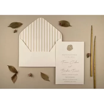 Invitație nuntă simplă dreptunghiulară alb/auriu 12257 Elite