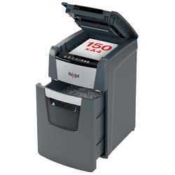 Distrugător documente automat REXEL Optimum 150M, P5, micro-cut, 150 coli, cos 44 l, negru-gri