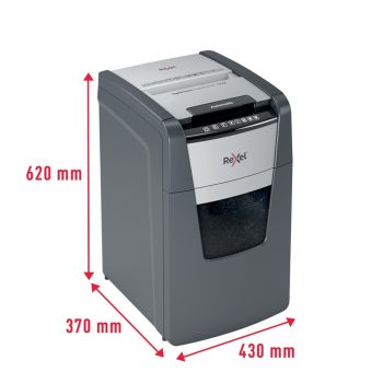 Distrugător documente automat REXEL Optimum 150M, P5, micro-cut, 150 coli, cos 44 l, negru-gri